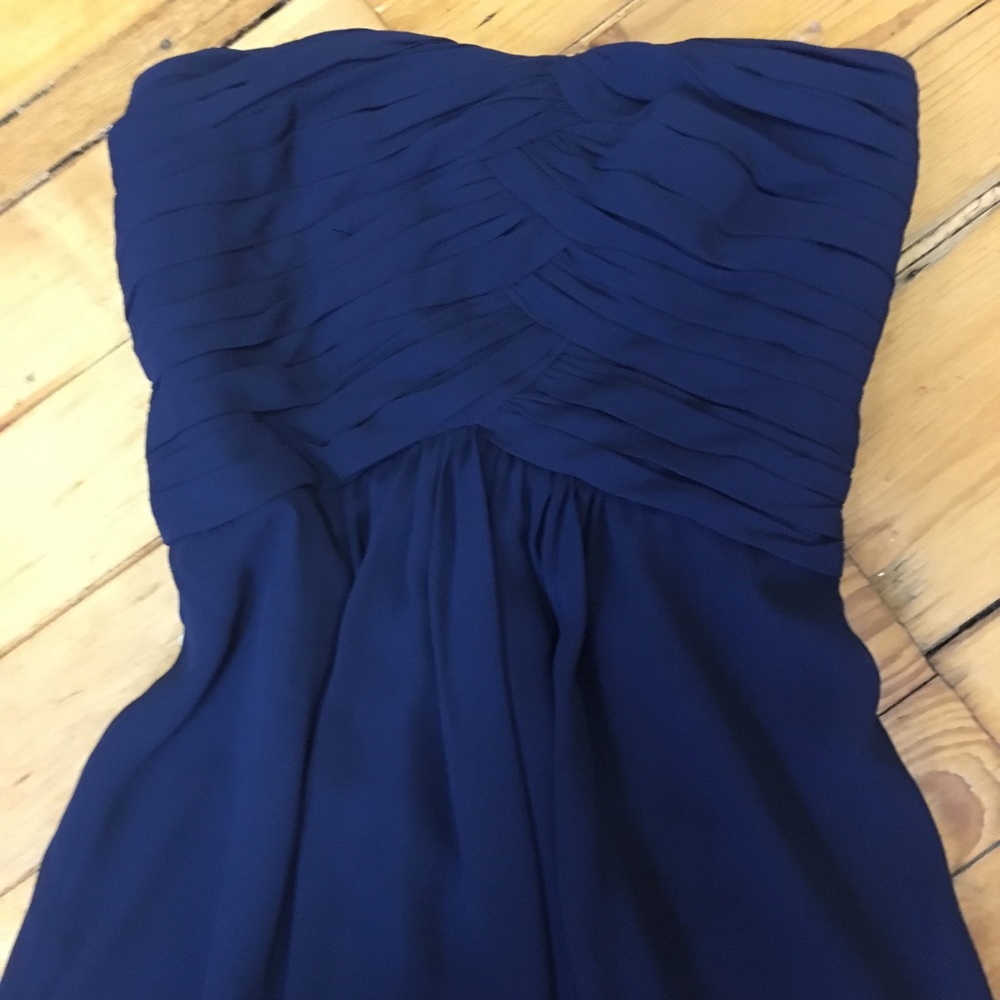 Monique Lhullier Bridesmaids navy strapless gown 0 - Picture 5 of 8